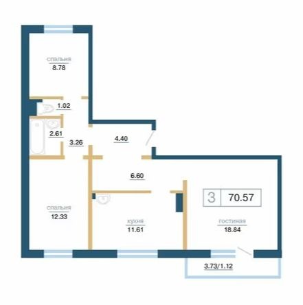 Продается 3 комнатная квартира на 5 этаже в 17 этажном доме. В районе с развитой инфраструктурой. Возможен обмен по Trade-in.