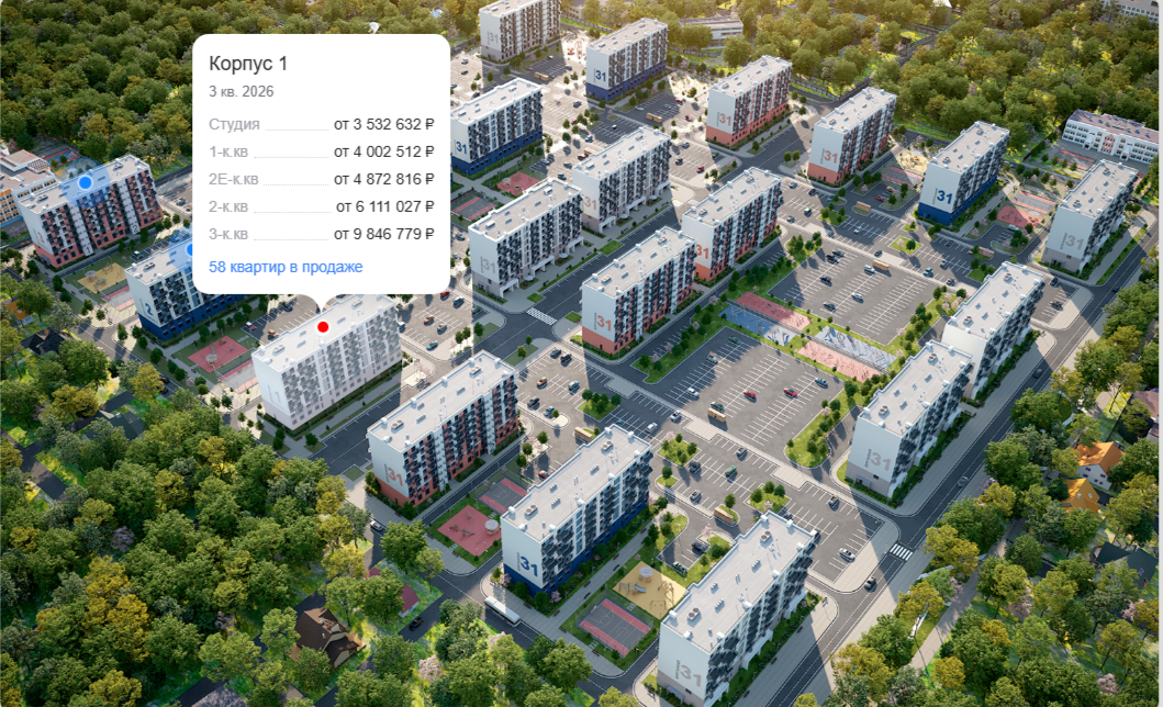 Жилой комплекс комфорт-класса состоит из 22 кирпично-монолитных домов средней этажности. Фасады зданий отделаны штукатуркой, подъезды оформлены по индивидуальным дизайн-проектам. Установлены вместительные бесшумные лифты пассажирского и грузового типа. Входные группы спроектированы на уровне земли д